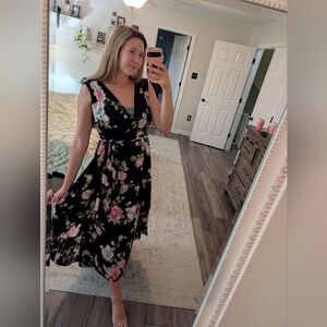 Tahari ASL Women's Sleeveless TIE Waist Gown Dress, RSE Gard Petal Pink Size 6